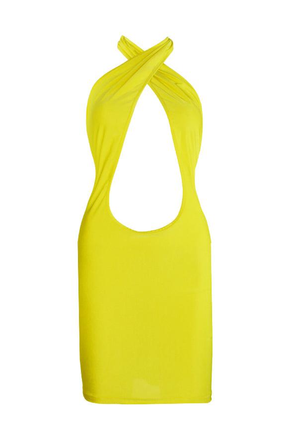 Yellow Cross Over Dress - Lila Nikole