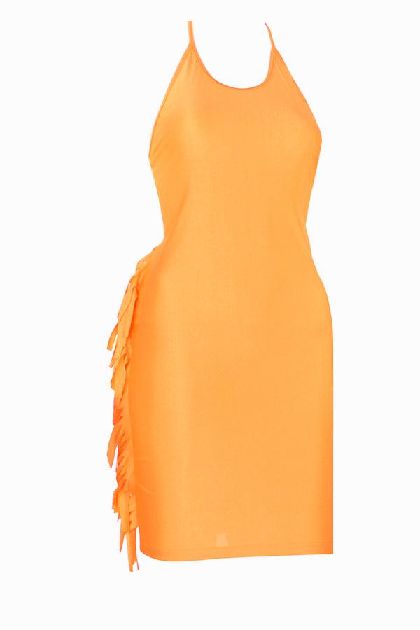 Orange Fringe Dress - Lila Nikole