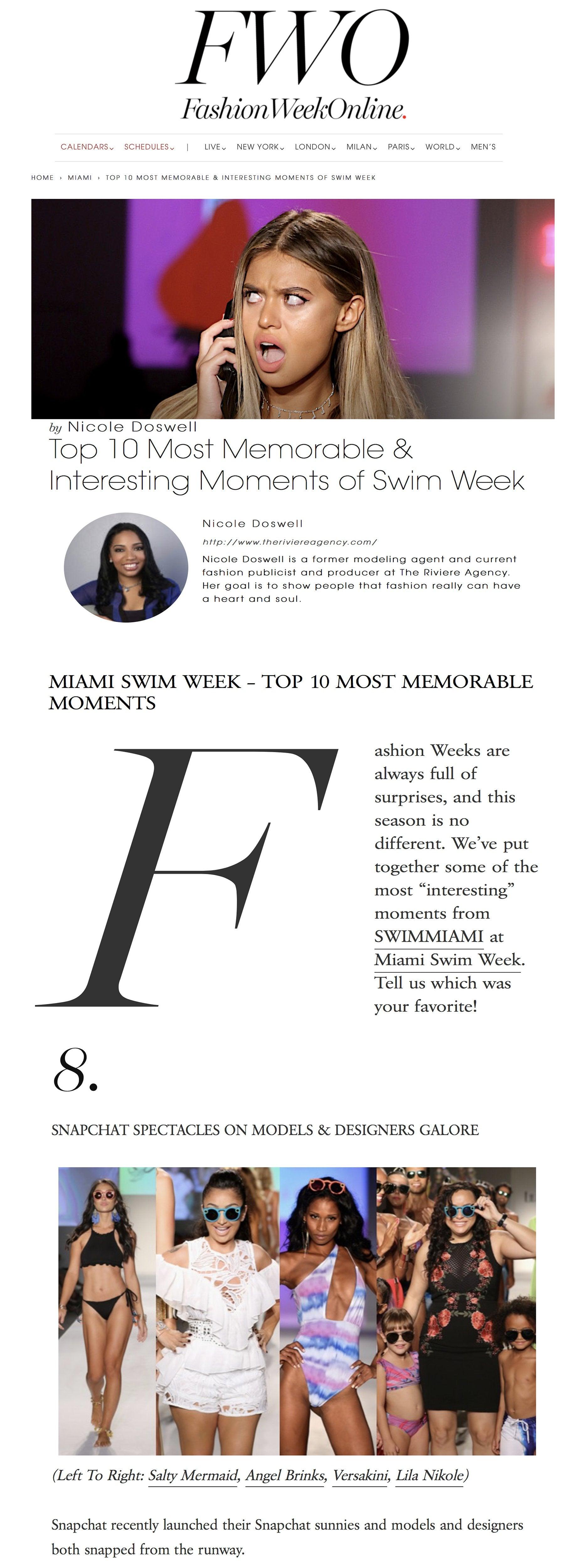 Miami Top 10 Most Memorable & Interesting Moments of Swim Week - Lila Nikole