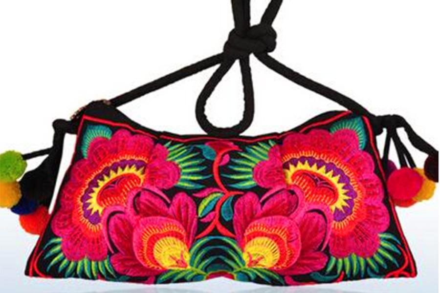 Black Applique Clutch Handbag - Lila Nikole