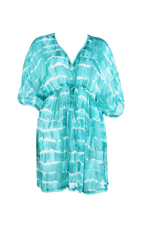 
                
                    Load image into Gallery viewer, Tie Dye  Cover Up- Teal - Lila Nikole
                
            